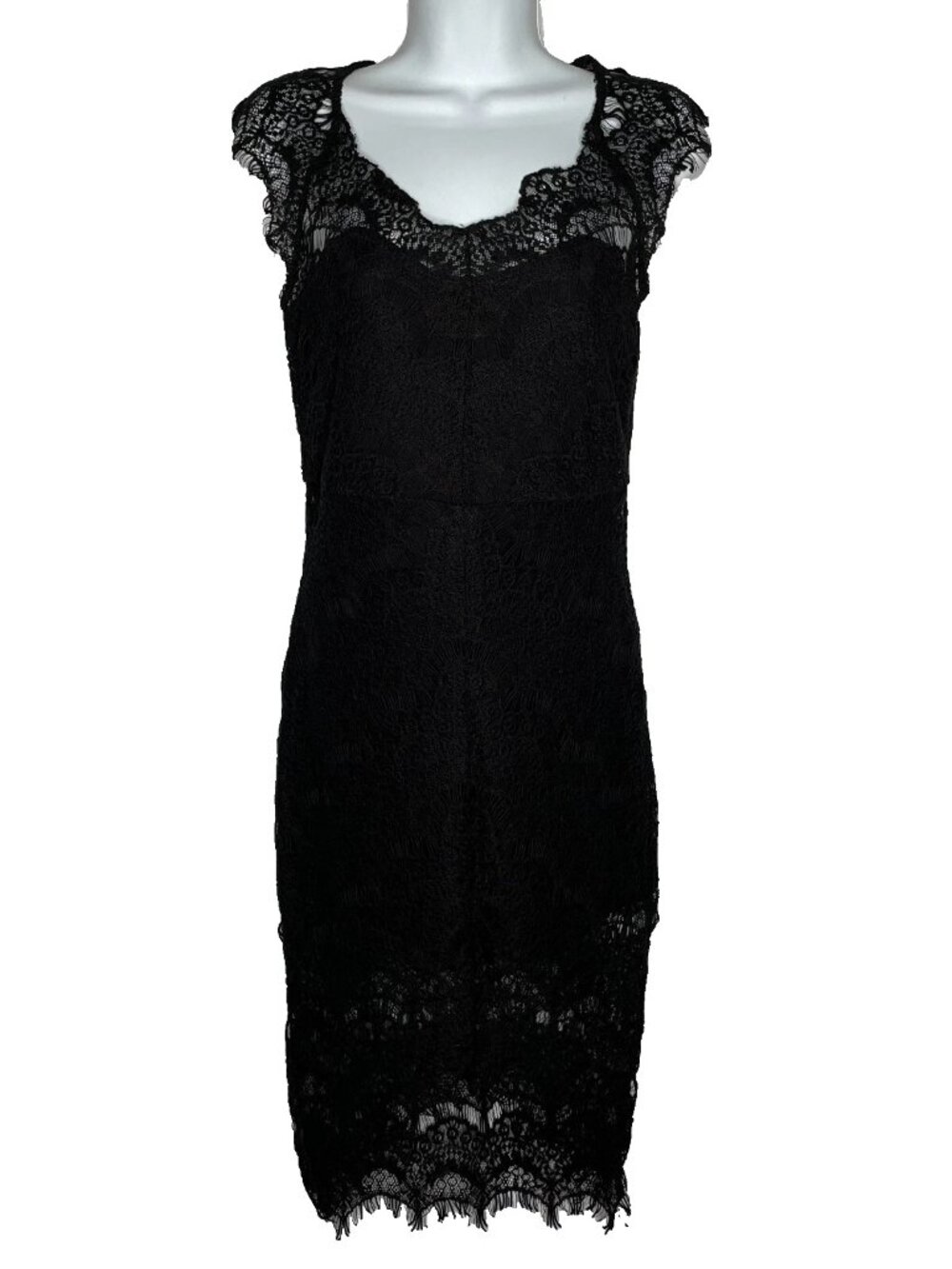 Free People Intimately Sheath Dress Size XS Black Fringed Crochet Lace High Low